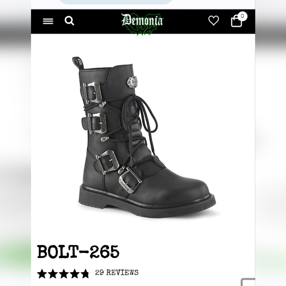 Demonia Black Leathet Boots with Buckles - Picture 15 of 15